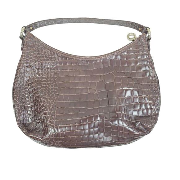 Oscar by Oscar de la Renta Vintage Brown Embossed Leather Shoulder Bag - Picture 4 of 4